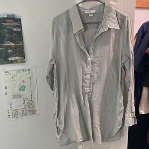 Women’s Striped Tunic Button Down Shirt